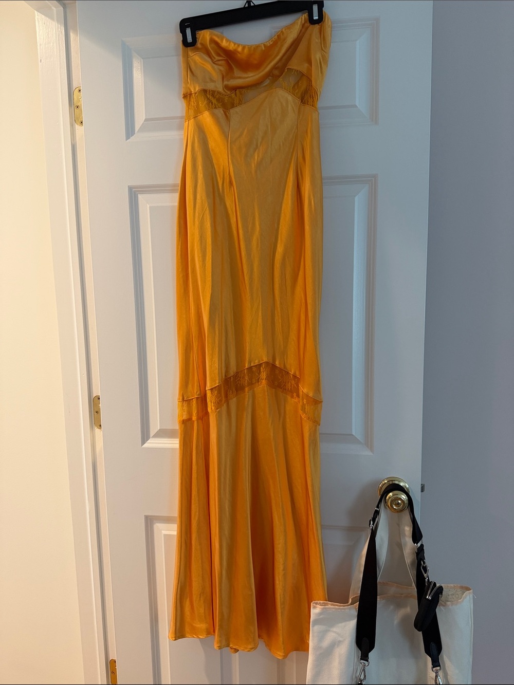 Away Golden Orange Satin Slip Dress